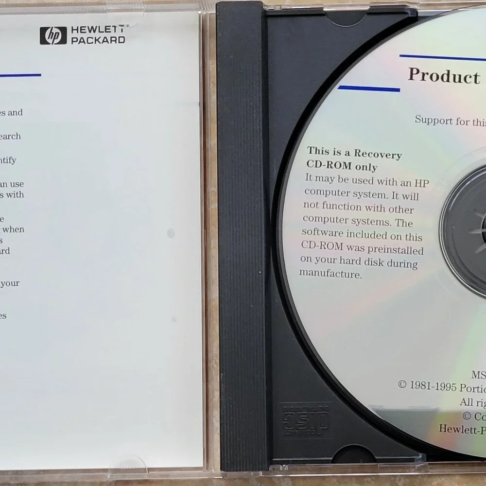 Vintage - HP Product Recovery CD-ROM for Vectra 500, 1996 Part Number: 5011-382